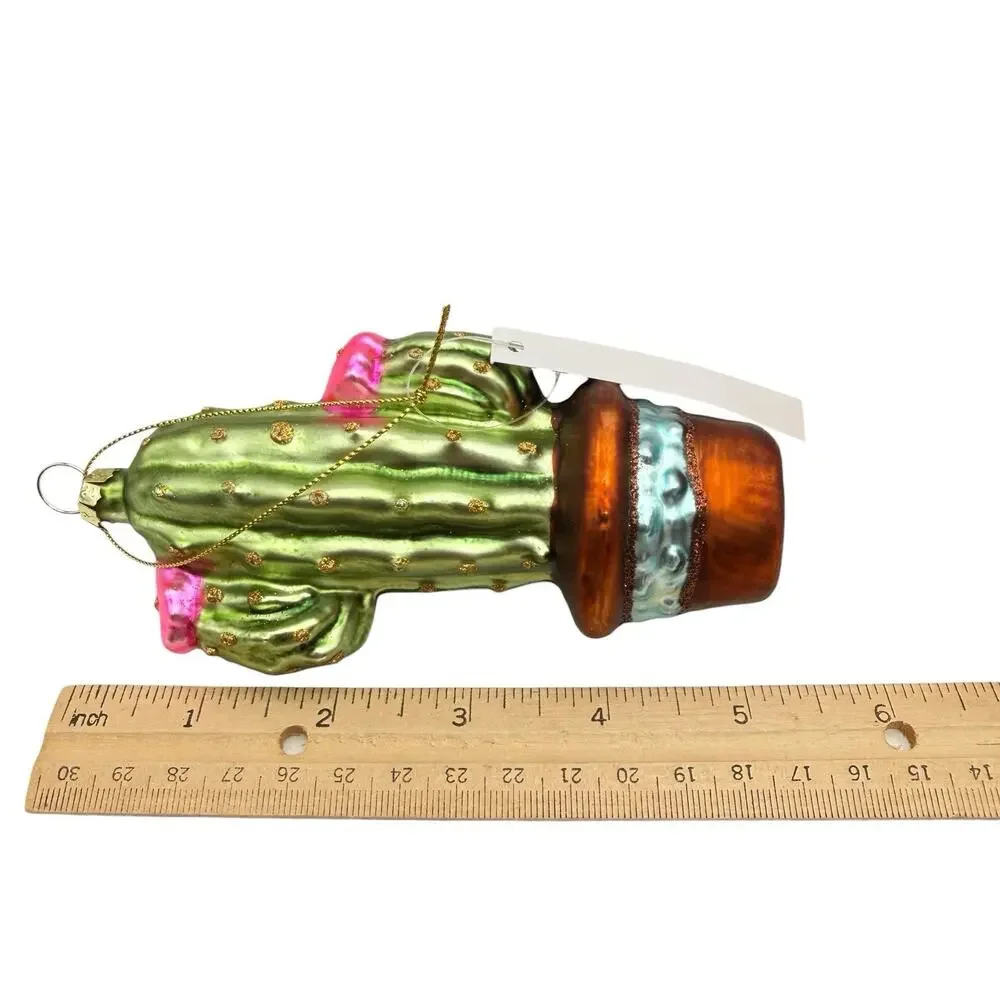Saguro Cactus Christmas Ornament Southwest Desert Glass Robert Stanley 5 in. NWT